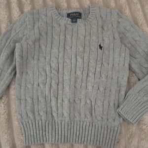 Polo by Ralph Lauren Light Gray Cable Knit Crewneck Sweater